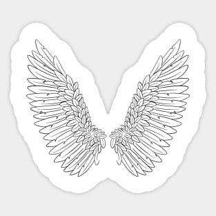 Angel Wings Religious Faith Line Art Sticker